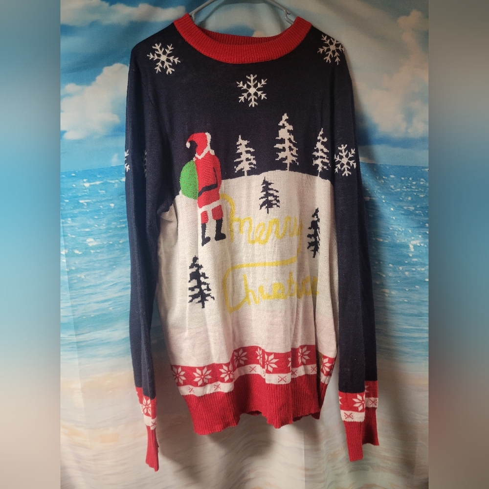 Tipsy Elves NWOT Mens‎ Christmas Sweater Santa Pee Merry Christmas Size XL